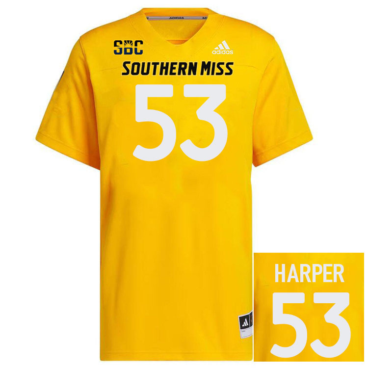 Southern Miss Golden Eagles #53 Joseph Harper Football Jersey Stitched-Gold